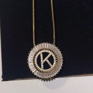 Gold Toned Initial “K” Pendant Necklace